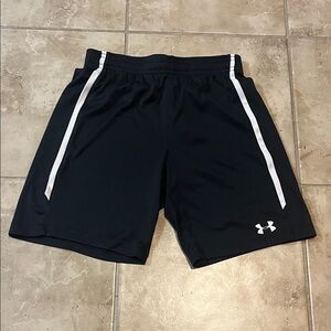 Under Armour Boys Youth Medium Athletic Shorts with White Stripes